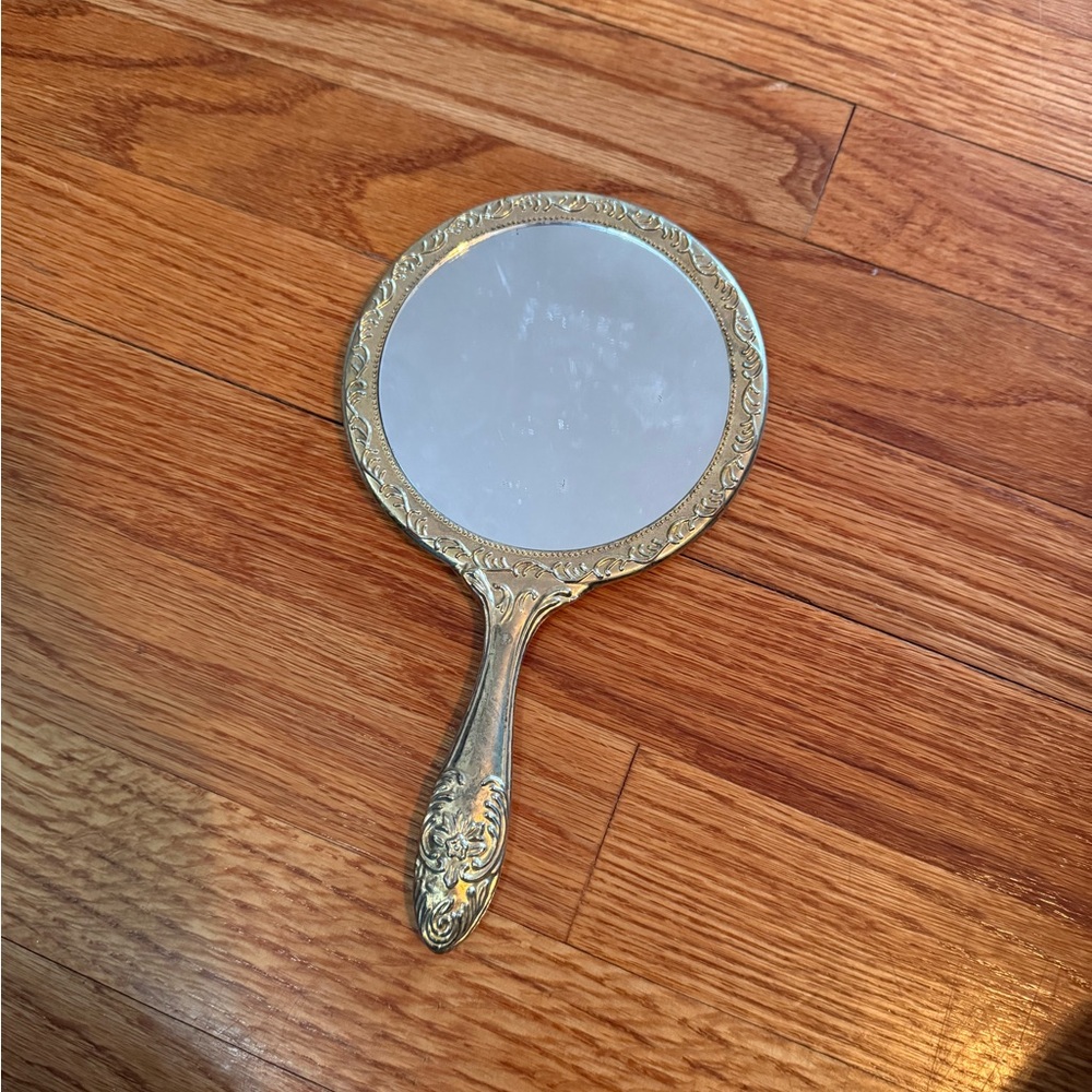 Vintage Davco Silver Ltd Gold Handheld Mirror